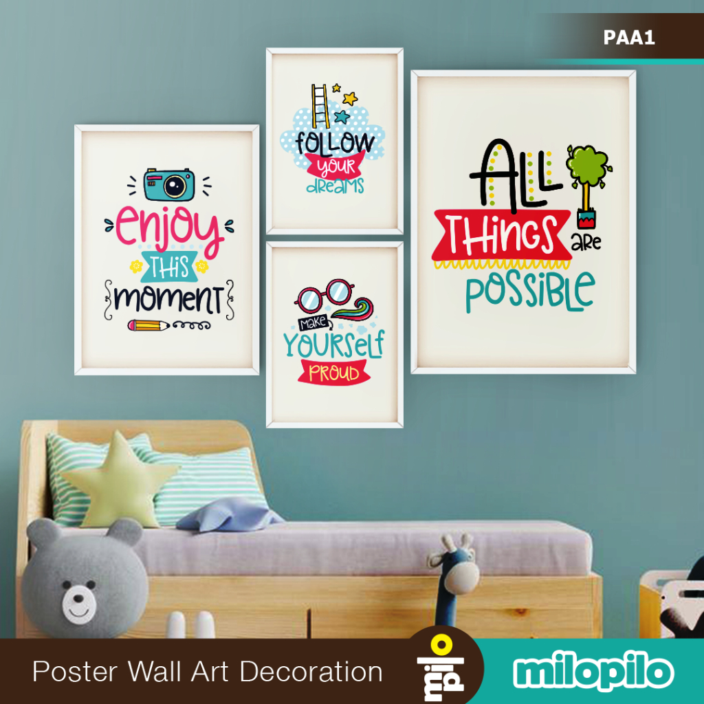 Poster Edukasi Anak, Kata-kata Quotes Motivasi, Inspirasi. Bingkai Hiasan Dinding Dekorasi Kamar Ana
