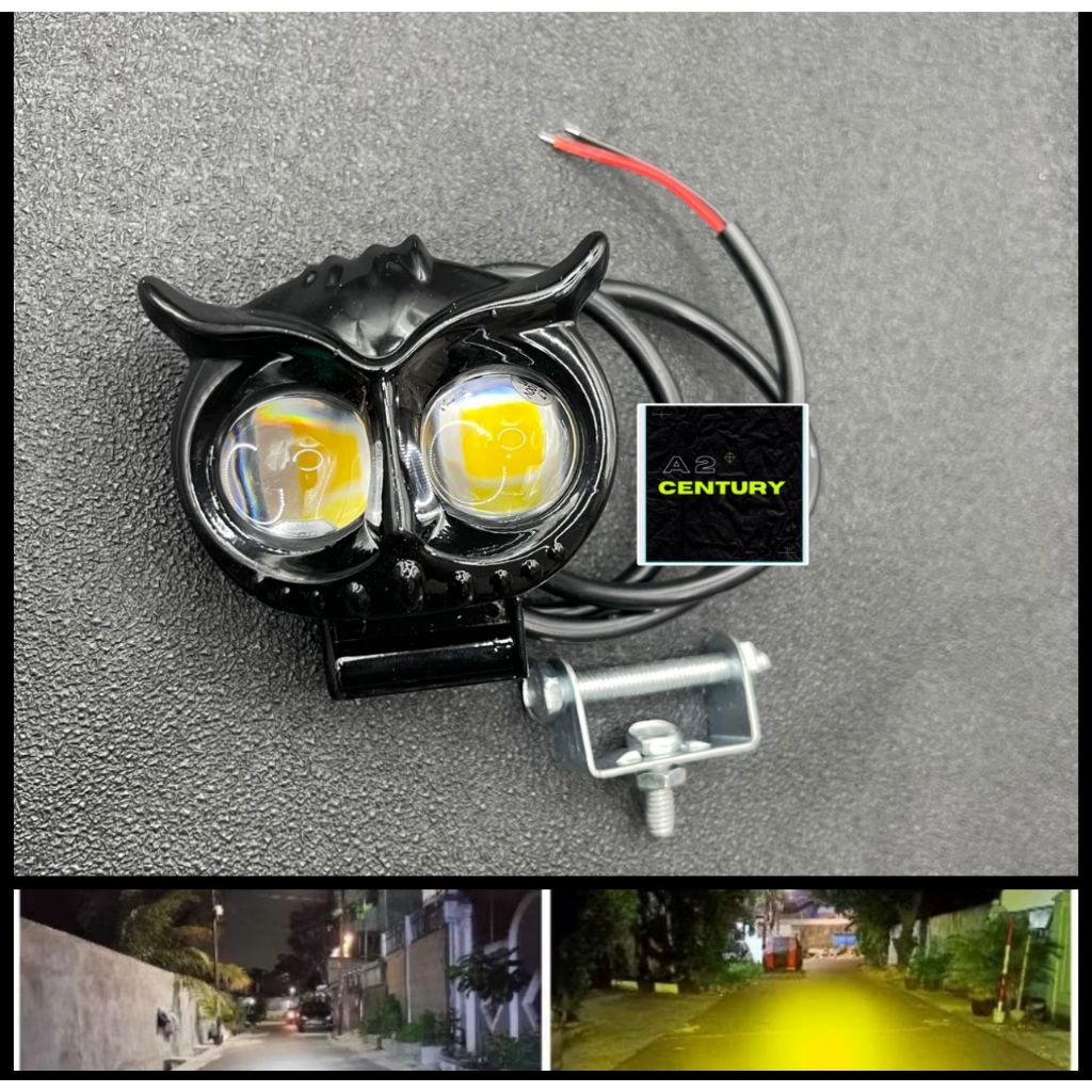 LAMPU SOROT LED/LAMPU TEMBAK LED/LAMPU SOROT OWL 2 LED 12 VOLT DC CAHAYA KUNING-PUTIH/LAMPU TEMBAK M