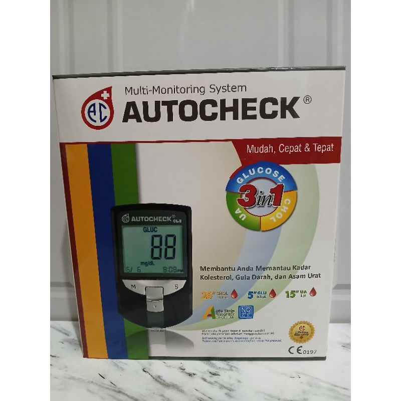 Alat Cek Gula Darah 3in1 Autocheck + Strip Gula, Asam Urat, Kolesterol