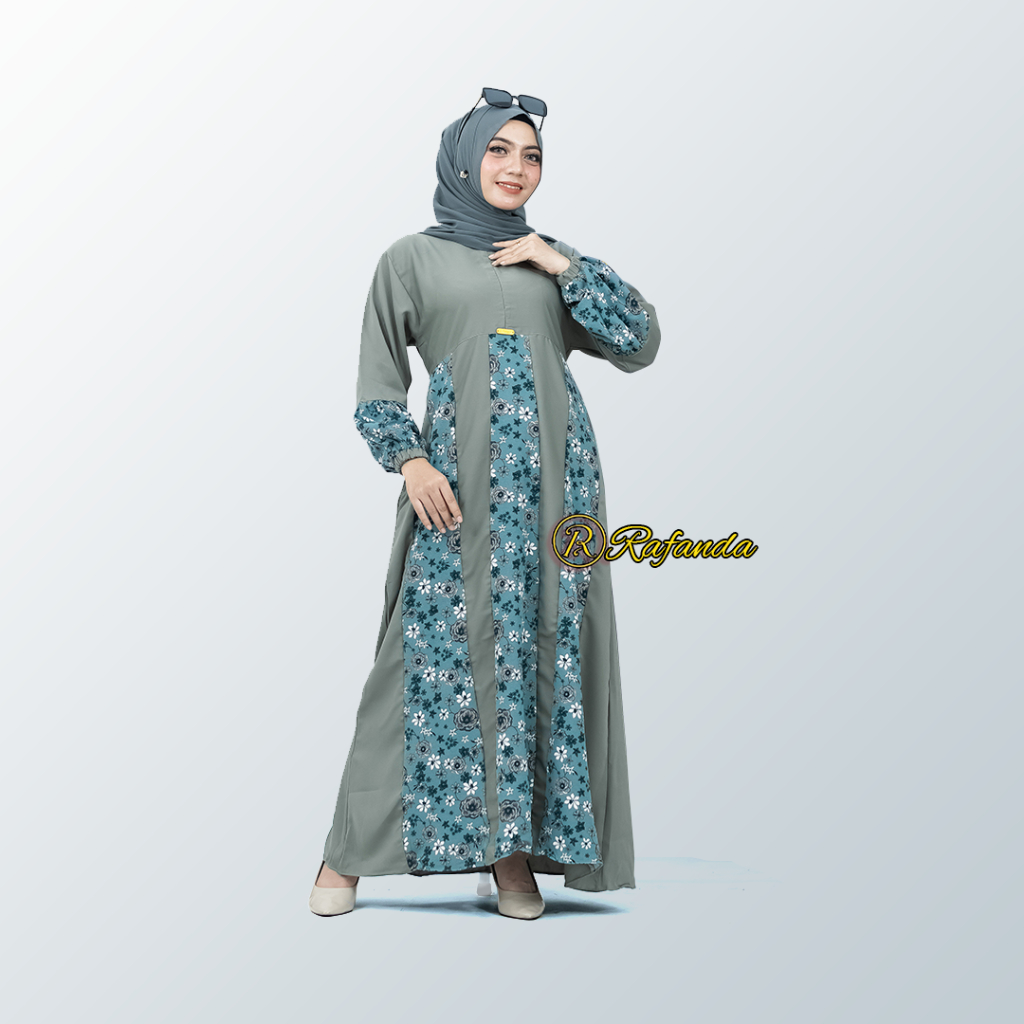 Gamis Wanita Crinkle Zipper Fit Dress Motif Muslim Terbaru Kekinian Baju Gamis - Siren Rafanda