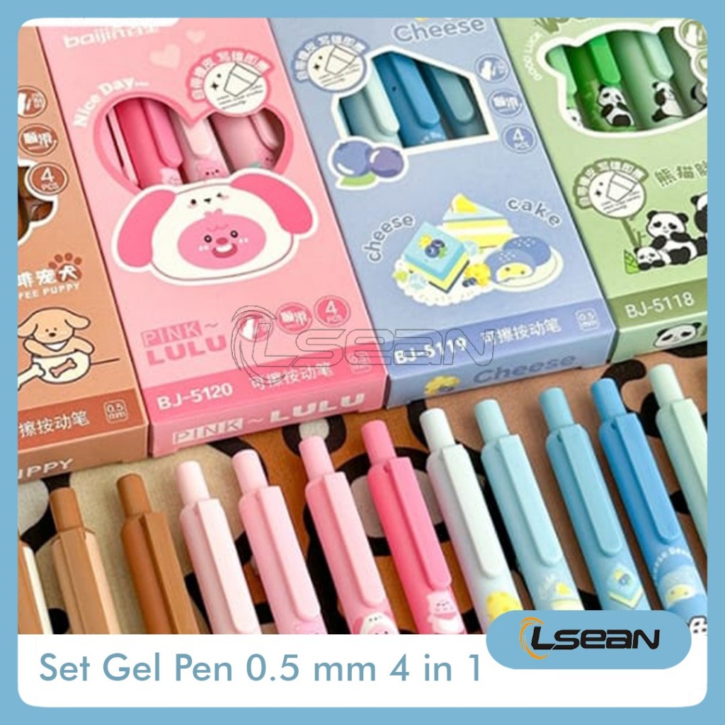 

Set Bolpen Motif Lucu Korea Isi 4 Bisa Dihapus Aesthetic Erasable Click Pen 0.5 mm