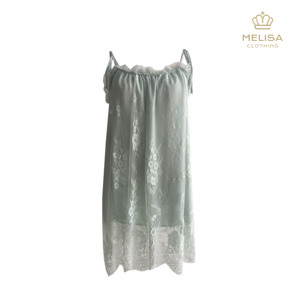 Melisacollection | Baju Tidur Daster Piyama Wanita Korea Mini Dress Women Brukat Nightdress