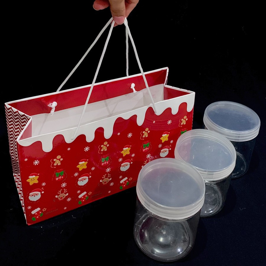 

5 pcs Paperbag Natal Goodie Bag Kemasan 3 Toples Jar 600ml Tas Kantong Hampers Christmas 28x10x15cm