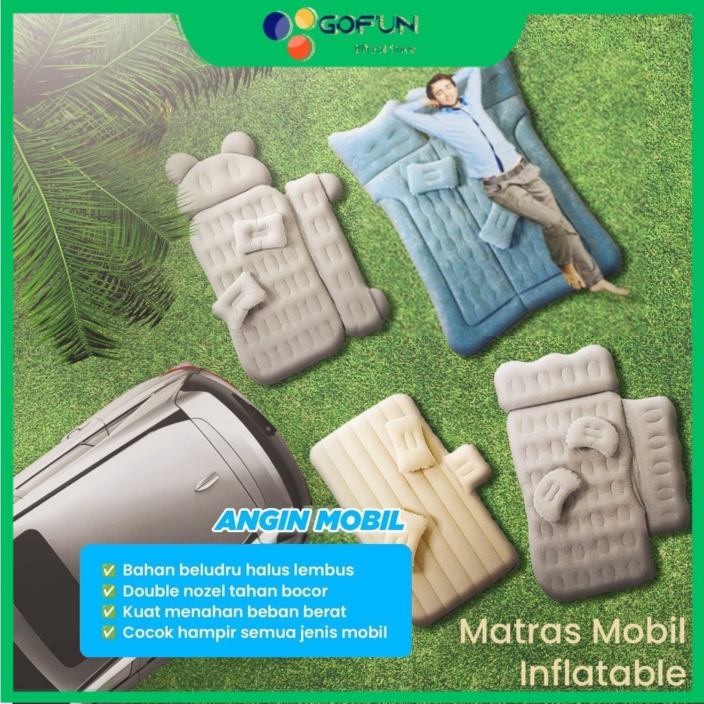 Matras Kasur Angin Mobil Pompa Tiup Indoor Outdoor Set Car Matress Inflatable Bed Travel Gofunshop