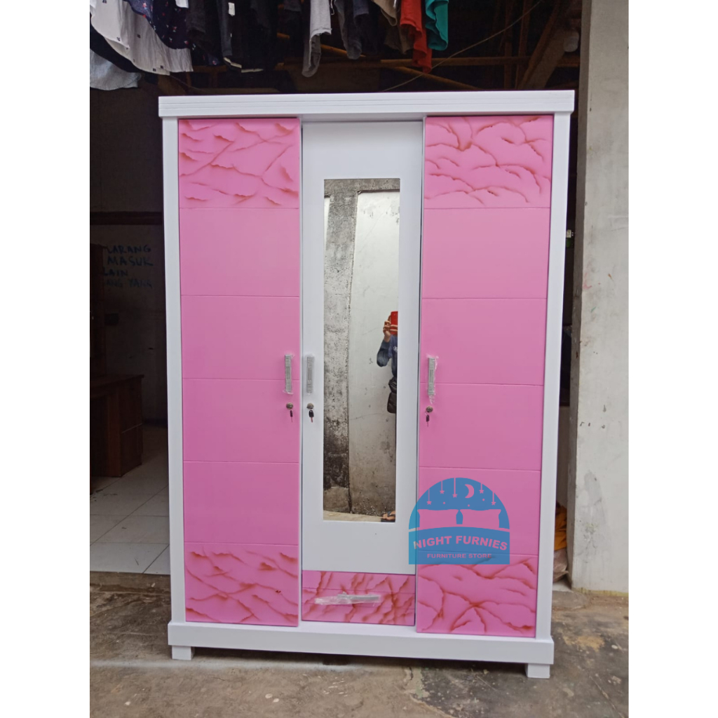 LEMARI PAKAIAN BUKA TUTUP / LEMARI BAJU ENGSEL / LEMARI PAKAIAN 3 PINTU MINIMALIS / LEMARI PAKAIAN
