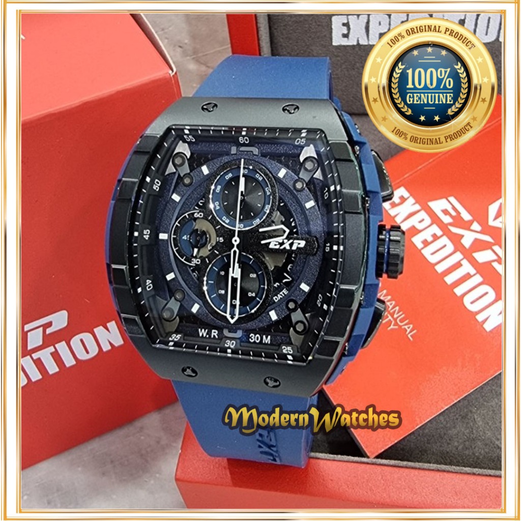 Jam Tangan Pria Expedition Original Sporty E 6782 Hijau Black Yellow Hitam Green Rubber Terlaris Bra