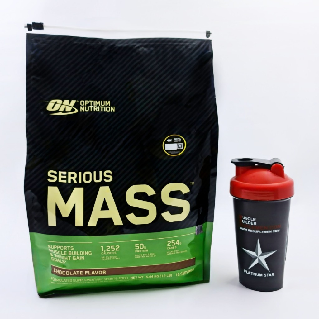 Serious Mass 12 lbs Optimum Nutrition Gainer ON 12lbs 12lb 12 lb Sermass Weight Gain BPOM Susu Gym F