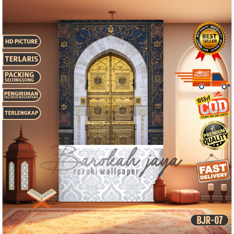 NEW LAUNCH Stiker Dekorasi Musholla Mihrab Wallpaper Mushola Walpaper Mihrab sticker Custom kaligraf