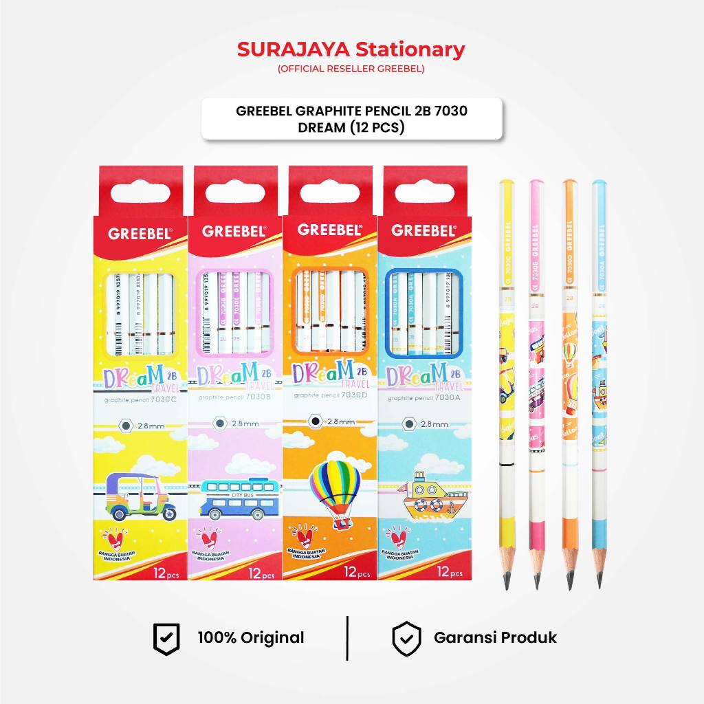 

Pensil Tulis 2B Pencil Kayu Greebel Dream (7030) Pensil Karakter Lucu