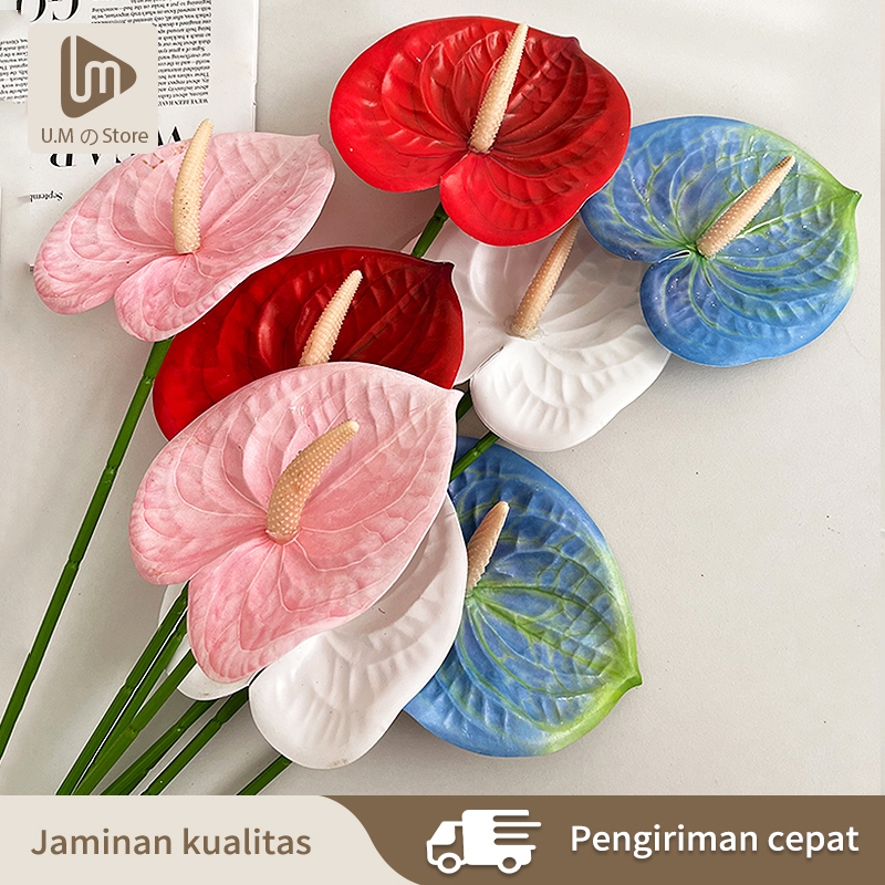 bunga artificial Anthurium Kuping Gajah Jumbo bunga hias plastik hiasan ruang tamu