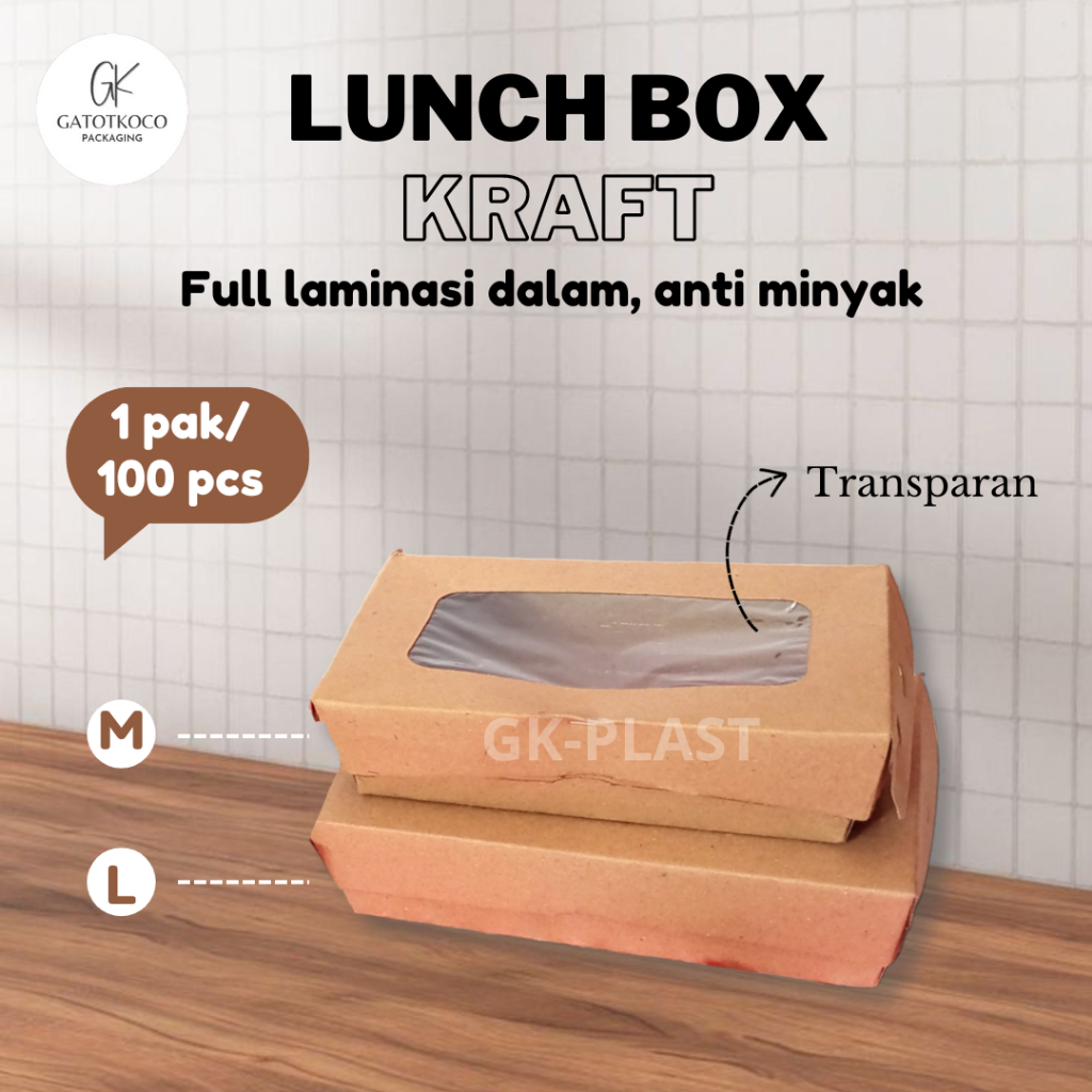 PAPER LUNCH BOX KRAFT M L WINDOW