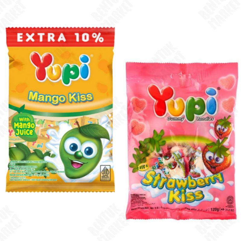 

YUPI Permen Gummy Strawberry Kiss 111gr / YUPI Permen Gummy MANGO 111gr / Permen Jelly / Permen Gummy