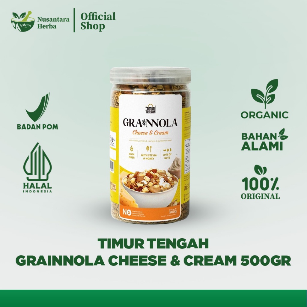 

Grainnola Timur tengah Sereal sarapan rasa Cheese & Cream - 500gr