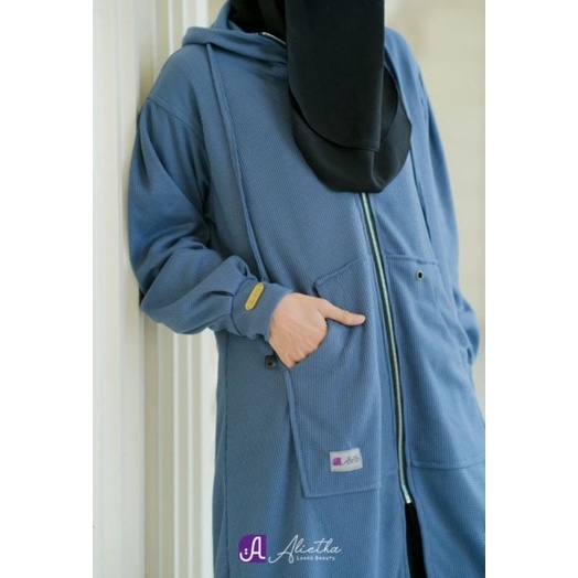 KODE V12I Fathiyah Outer by Alietha  Women Basic Jacket  Long Outer  Jaket wanita muslimah Syari