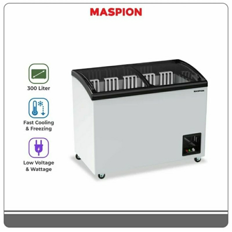 Maspion UFH-300 C FK Chest Sliding Glass Freezer Box 300 L Garansi Resmi SNI