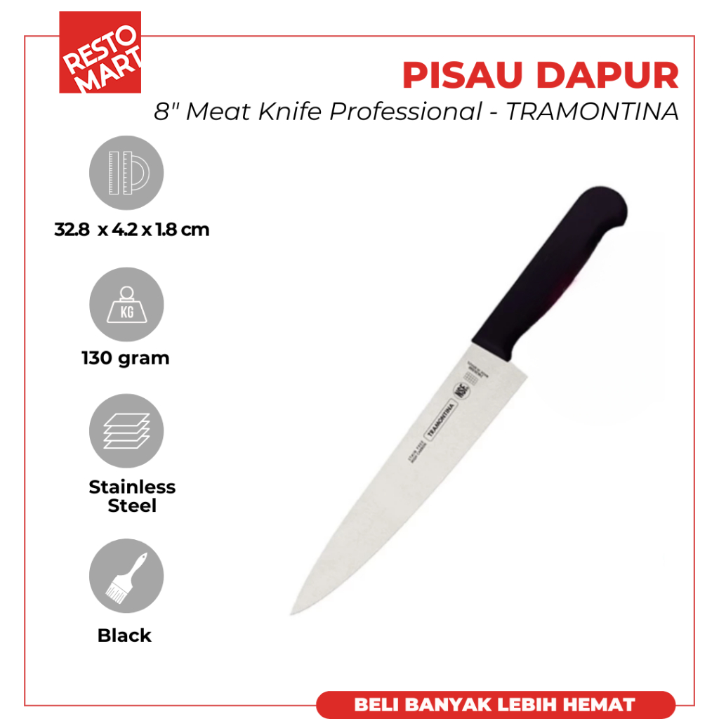 Pisau Daging / Pisau Daging 20 cm / Meat Knife Proffesional 8" TRAMONTINA Stainless Steel (1511590)(