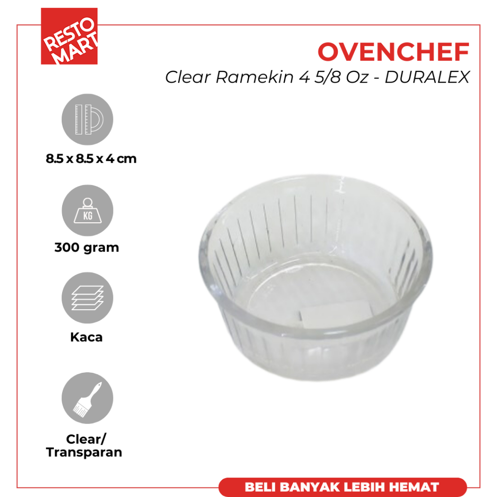 Ovenchef Clear Ramekin 4.625 oz / 136 ml DURALEX Kaca (2063124)(F8)