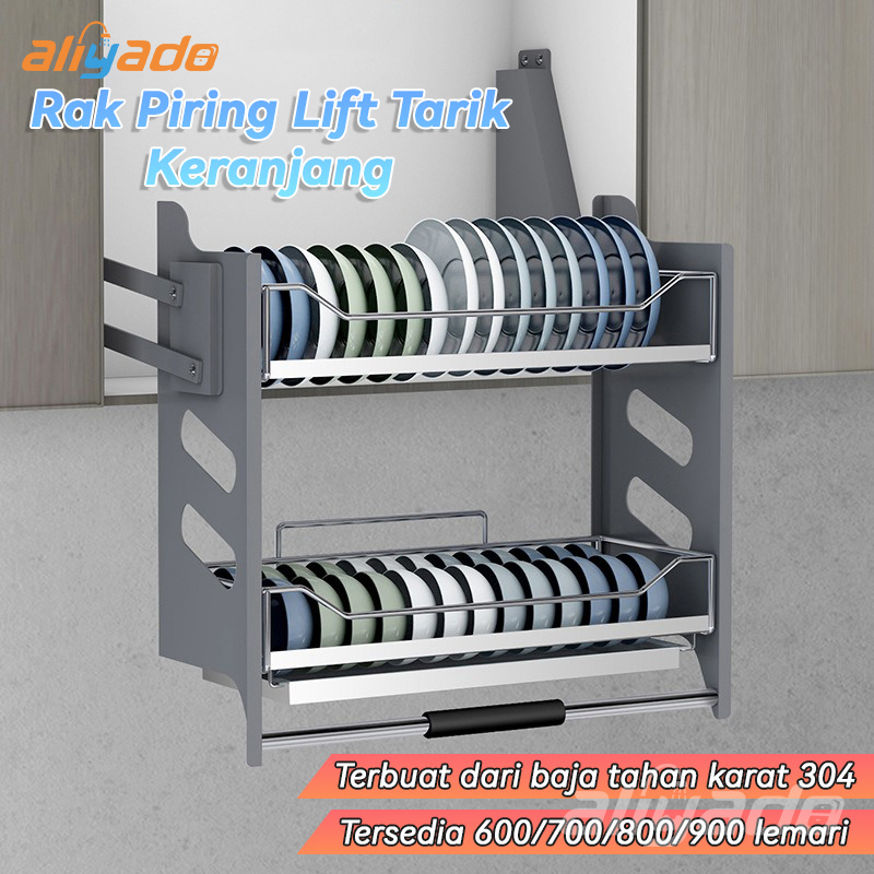 Rak Piring Pull Down Untuk Kitchen Set Lemari Atas / 304 Stainless Steel Dapur Kabinet Atas / Bisa D
