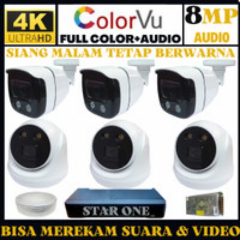 PAKET CCTV 8CHANEL 8MP AUDIO COLORVU XMEYE