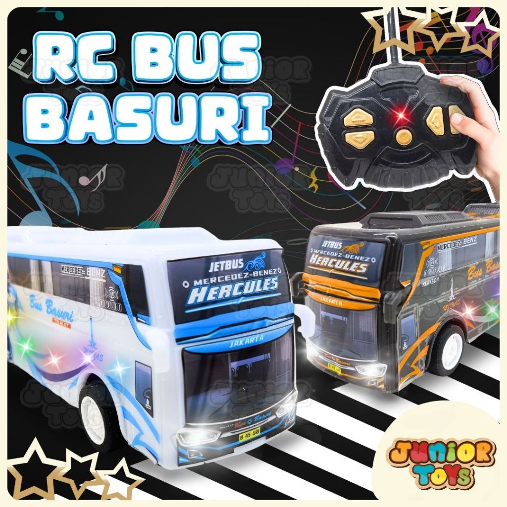 Bus Telolet Basuri Mainan Remote Control Anak Mobil Mobilan Bis Bunyi Musik Nyala Lampu