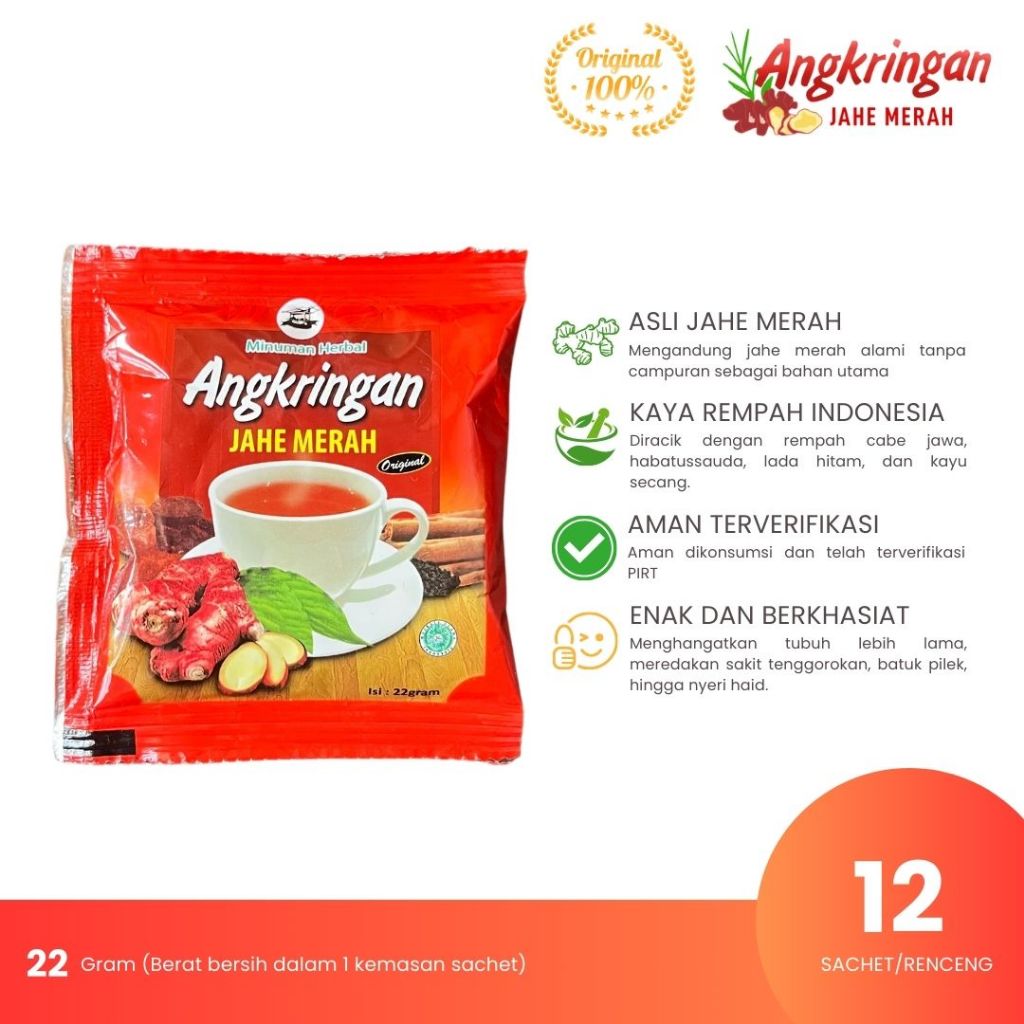 

(RENCENG) Angkringan Jahe Merah Rencengan Isi 12 Sachet Minuman Herbal