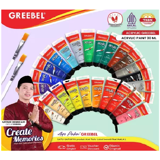 

ACRTLIC PAINT 30ML / Warna Warni | Cat Lukis | GREEBEL