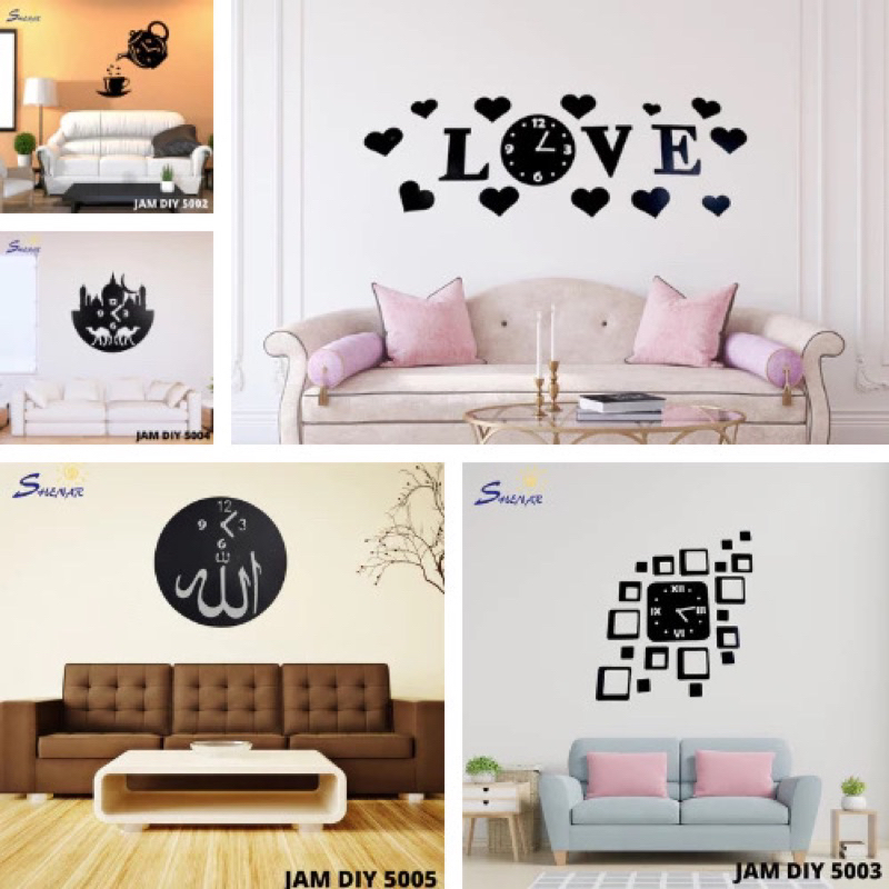 Jam Dinding DIY 3D Kecil Jam Tempel di tembok Angka Hiasan Unik Minimalis
