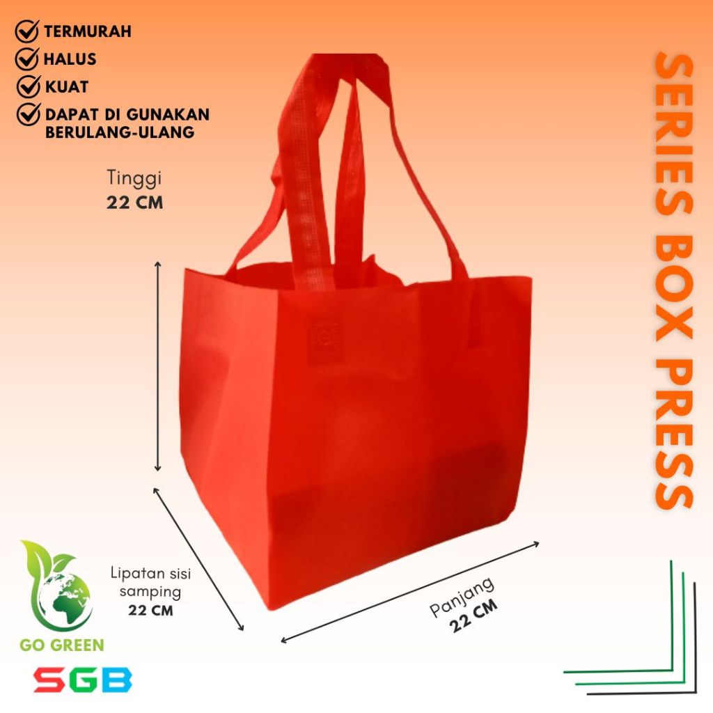 

Tas Spunbond membentuk Box 22x22 (TLSbox) harga perLUSIN (12pc) - Goodie Bag - Tas besek