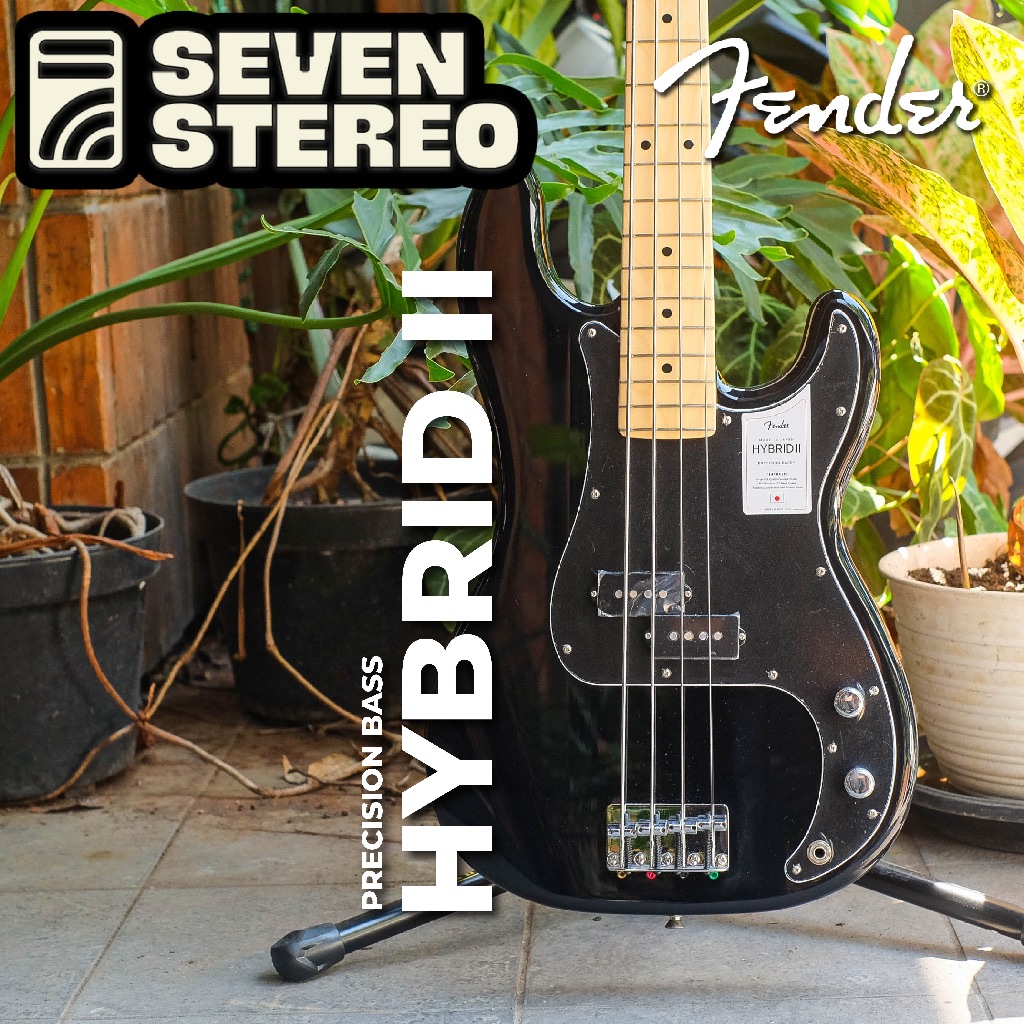 Fender Japan Hybrid II Precision Bass Guitar Maple FB Black