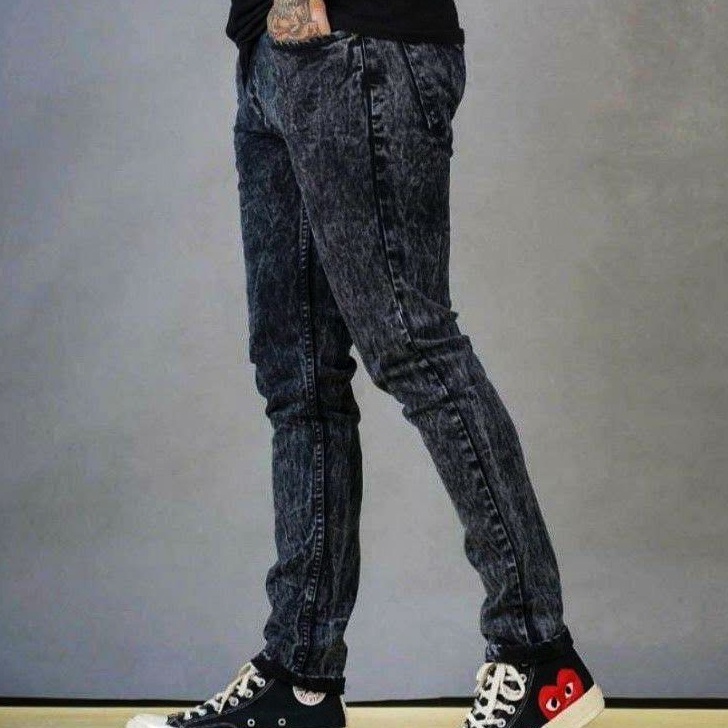 CELANA PRIA SKINNY SNOW ACID GREY TERBARU CELANA PANJANG SKINNY COWOK