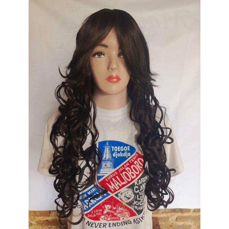 wig wanita /rambut palsu wanita curly mix coklat hitam