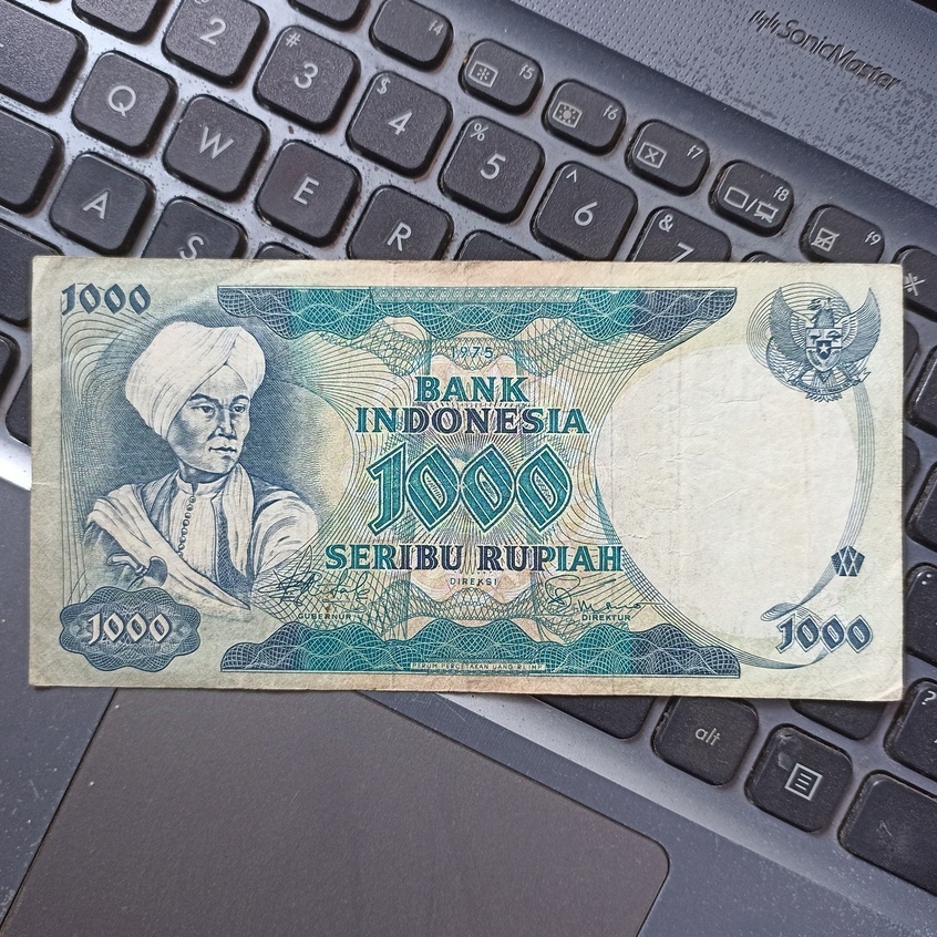 Uang Kertas Kuno Indonesia Rp 1000 Rupiah 1975 Diponegoro