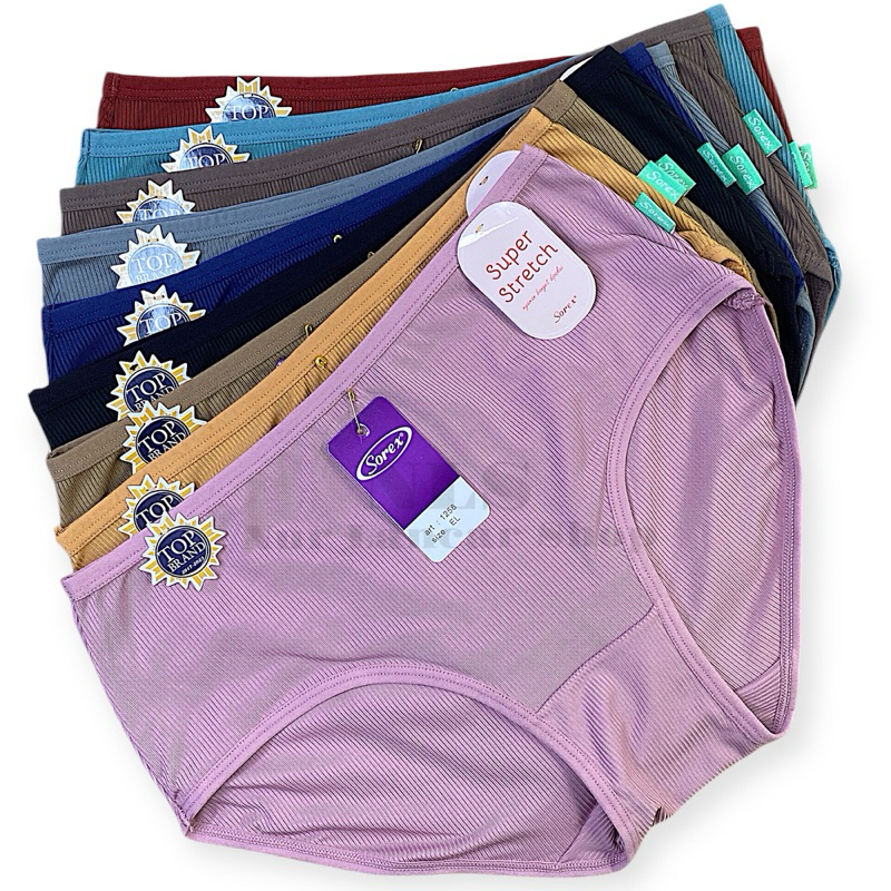 12pcs-Celana dalam Sorex 1258 super stretch pakaian dalam wanita dewasa motif salur super soft