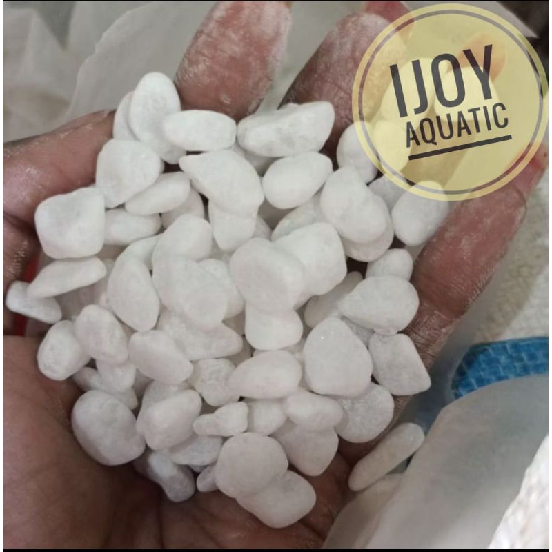 Batu hiasan akuarium batu PUTIH SALJU 500gr