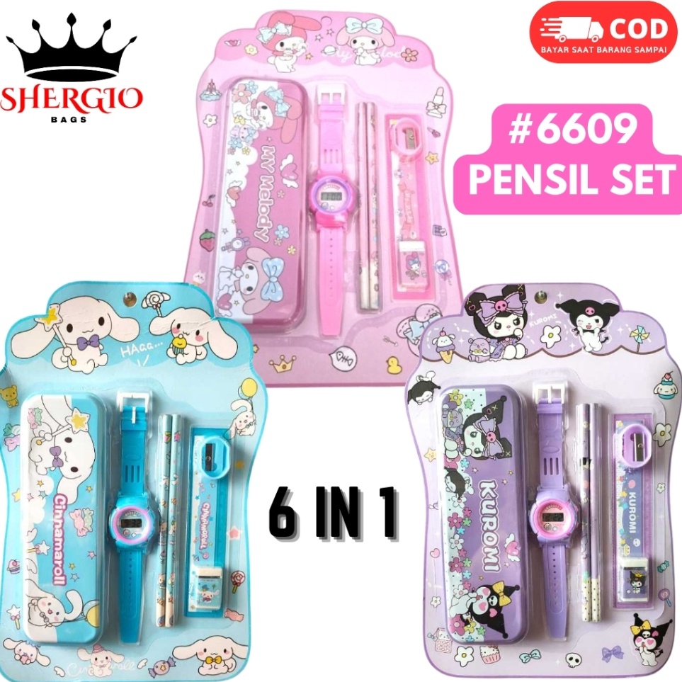 

Dijamin Untung 669 Studen Set Alat Tulis Sekolah Karakter Kuromi Cinamonrol My Melody Pensil Karakter Anak Perempuan GIO BAGS Jam Tangan Rautan Penggaris 6 In 1