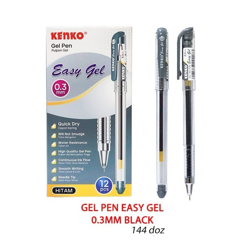 

Kenko Pen Easy Gel 0,3mm Hitam (12pcs)