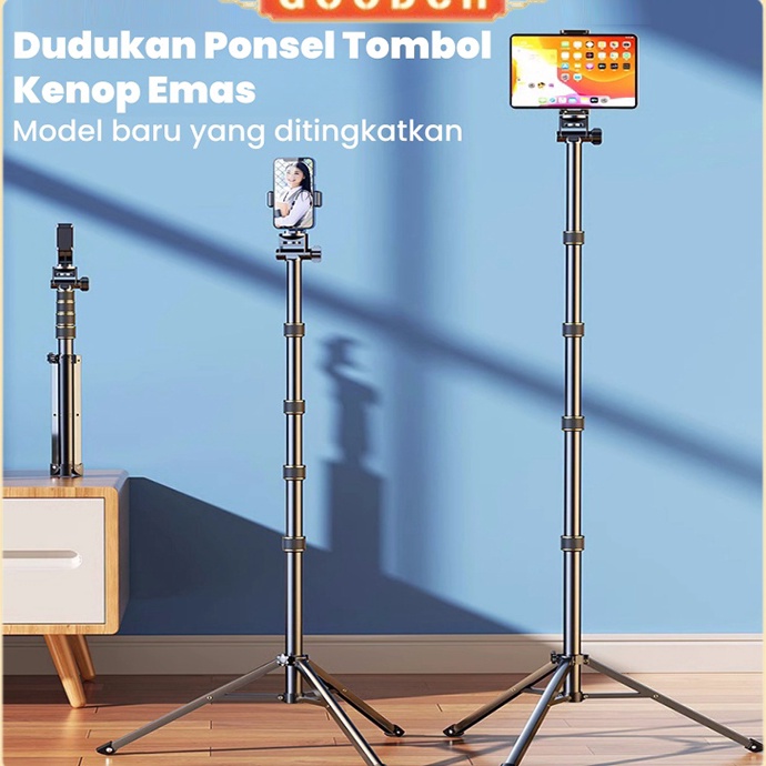 Ready Khusus  GOODCH Tripod Handphone 21 cm Besi Plus Mini ball head Holder Tripod Hp Ring Light 2 M