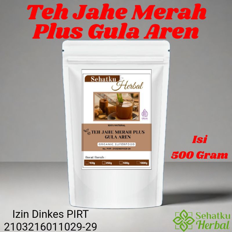 

Teh Jahe Merah Gula Aren Plus Habbatussauda Isi 1Kg : Teh Jahe Merah Instan Isi 1 kg
