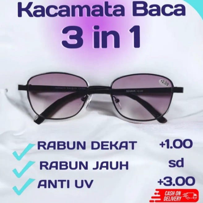 ORIGINAL Kacamata baca plus 3 in 1 Bisa Baca Dan Jalan  Anti Silau Lensa Warna Gradient Kaaca Mata P