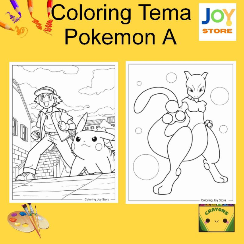 

Kertas Gambar Mewarnai ukuran A4 dan A5 150 gsm - Coloring Paper Tema Pokemon A Toko Joy Store