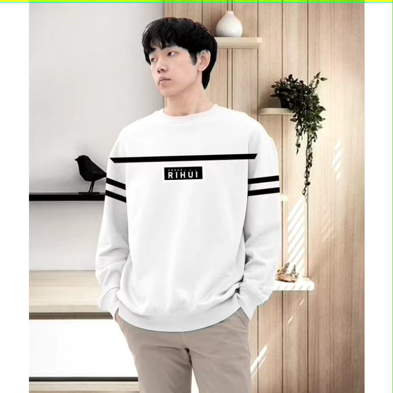 Baju Kaos Stripe Garis Simple Lengan Panjang | Kaos Ruhui | Big size jumbo | Kaos Distro pria New