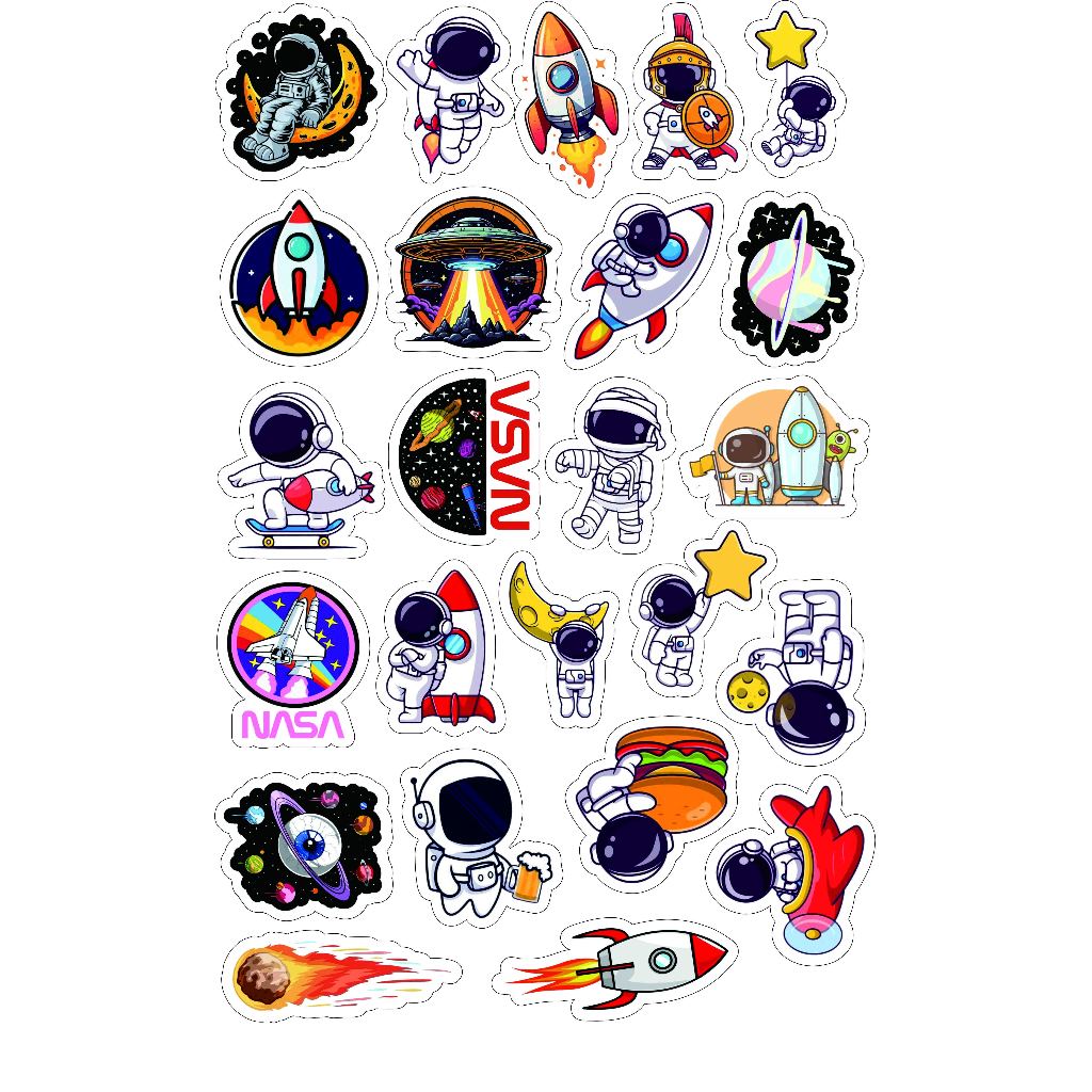 

STIKER Aesthethic Astronot Nasa Vinyl Waterproof - Sticker Helm Buku Jurnal Koper Motor Casing HP Laptop