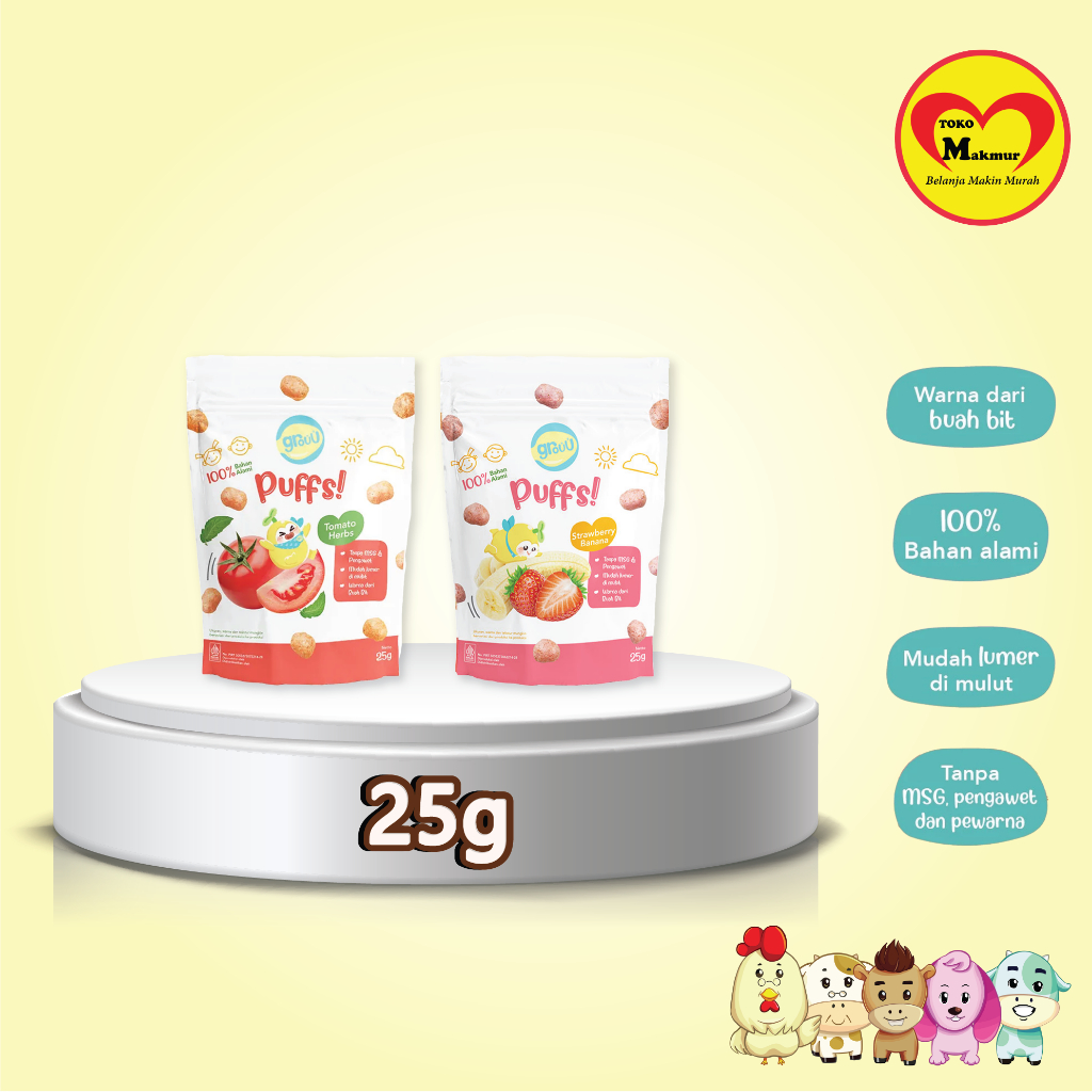 

Grouu Puffs Tomato Herbs / Strawberry Banana 25gr / Toko Makmur Online