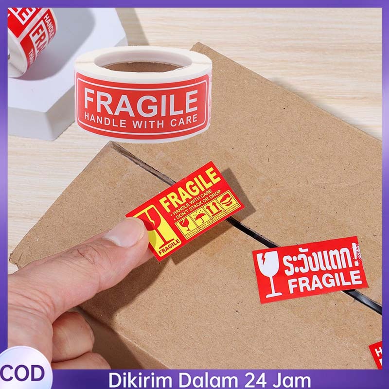 

250pcs Fragile Video Unboxing Lakban Fragile Merah Putih Bendeta Fragile Handle With Care Lakban Unboxing Fragile 25mm*76mm