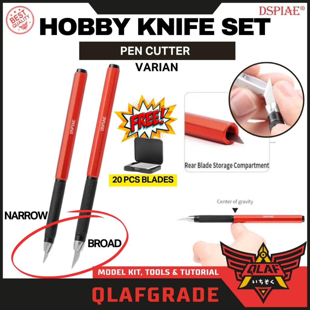 

Anti Rolling Pen Cutter SET isi 20 Dspiae - Hobby Knife aluminium alloy handle ergonomis