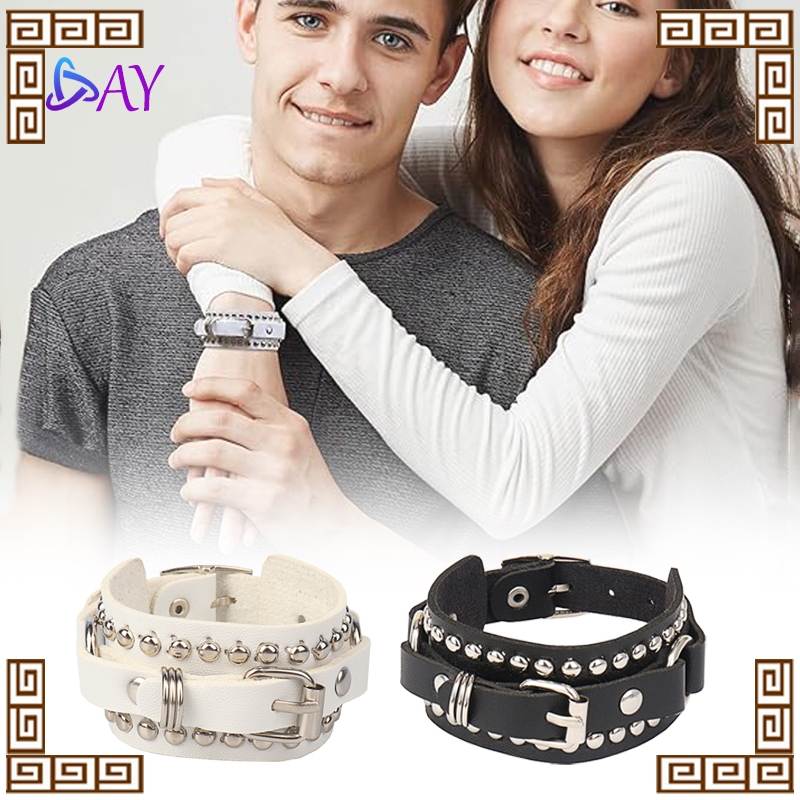Gelang Punk Rock Rock Metal Gothic Item Gelang Kulit Punk Gelang Duri Punk Aksesoris Fashion Show