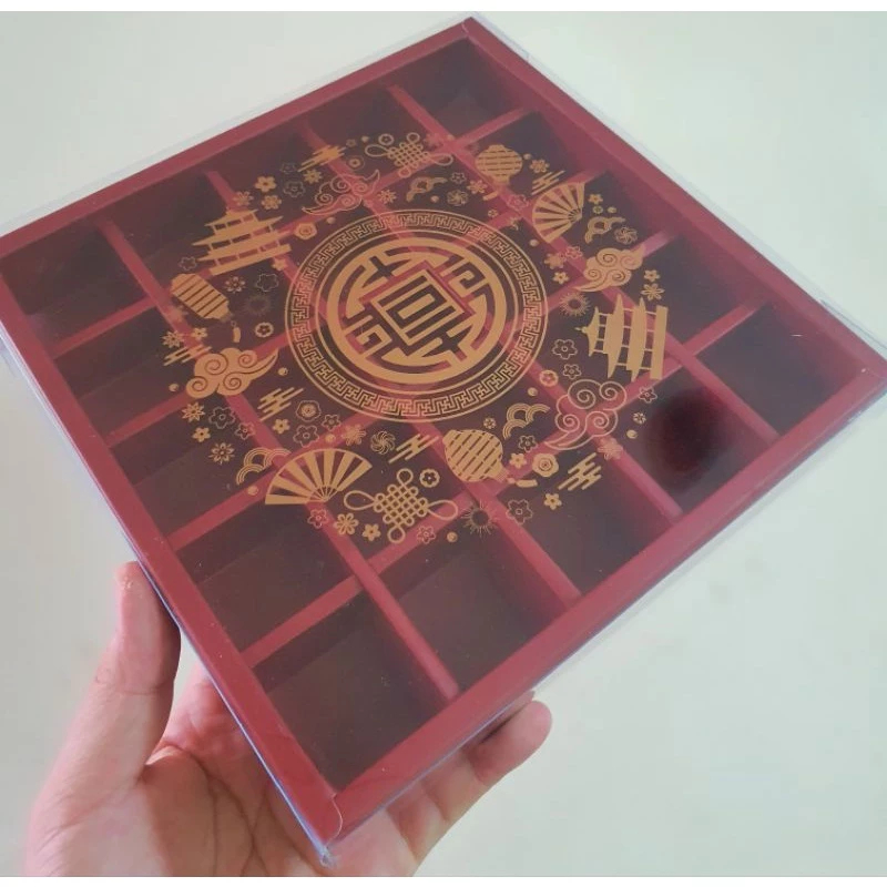 

( 5 pcs ) dus kue kering nastar bulat edisi imlek box sekat 25 ukuran 3.5x3.5x3.5 cm CNY merah maroon