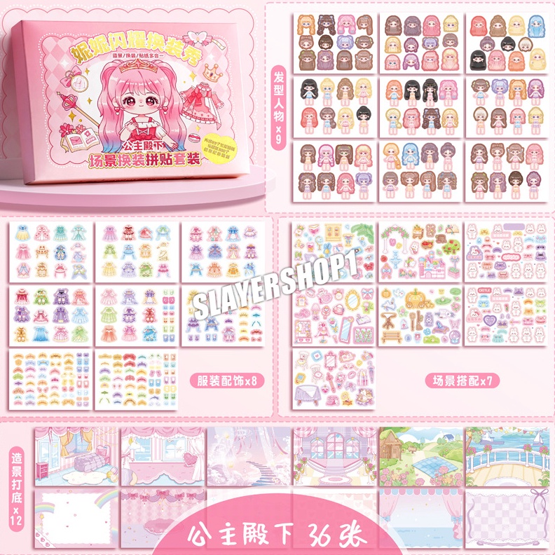 

KODE S16P Mainan stiker ganti muka Stiker ekspresi girl change makeup stiker