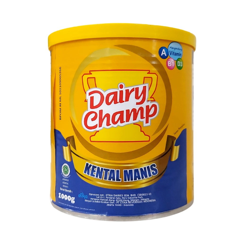 

Susu Krimer Kental Manis Dairy Champ 1 Kg Kaleng + Tutup 1Kg