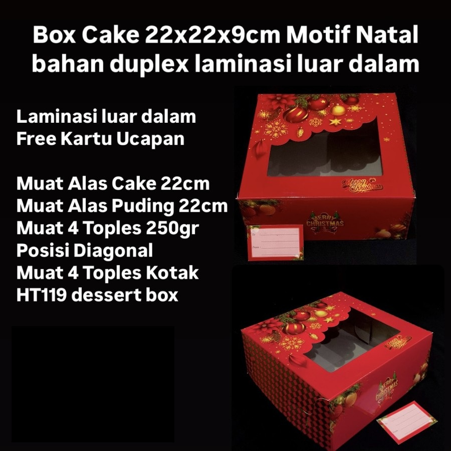 

(10pcs) Box Kotak Natal Packaging Donat Lapis Legit Dus Parcel Christmas Size 22x22x9cm